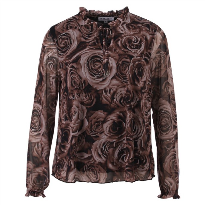 Enjoy Dubbeltop rozenprint 183182 Bruin Enjoy Dubbeltop rozenprint 183182 Bruin
